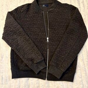 GAP Black Zip Up Sweater with Stand-Up Collar and Ribbed Hem